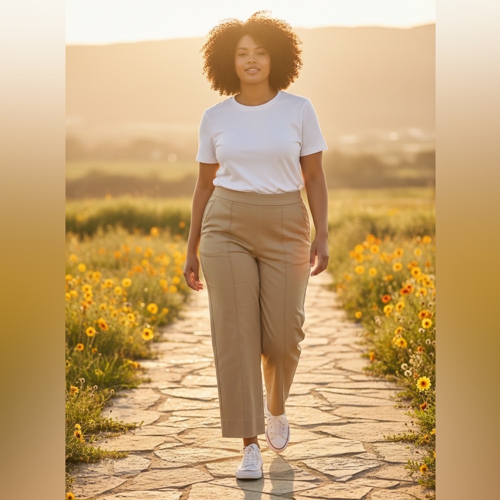 Elegant Beige Wide Leg Pants